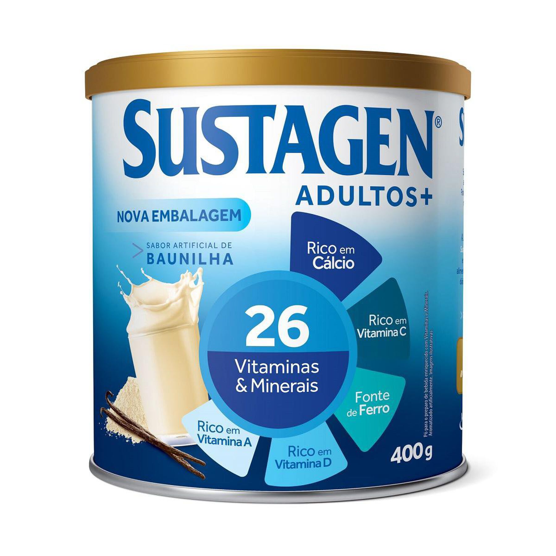 Complemento Alimentar Baunilha Sustagen Adultos+ Lata 400g