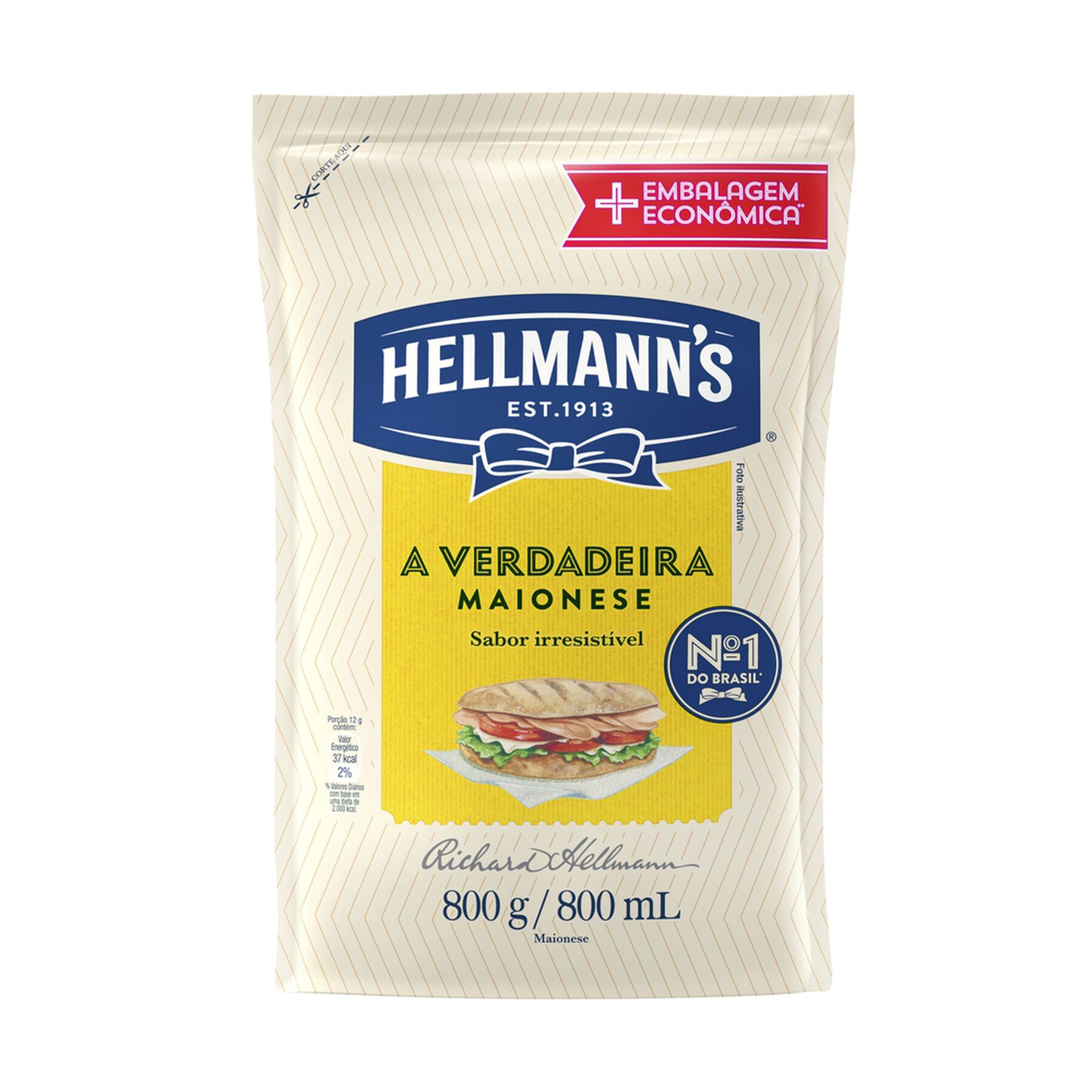 Maionese Tradicional Hellmann's Sachê 800g