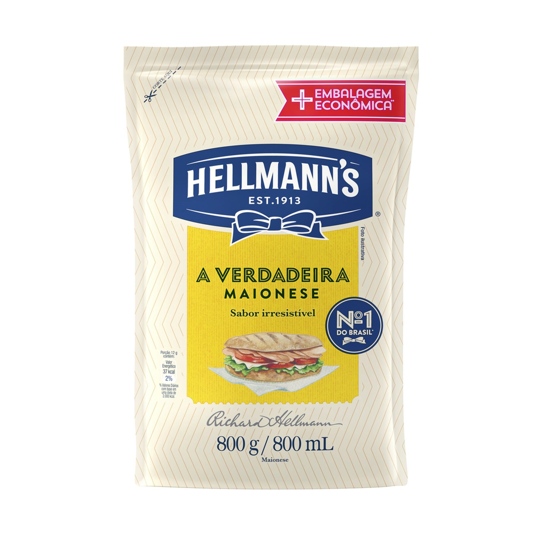 Maionese Tradicional Hellmann's Sachê 800g