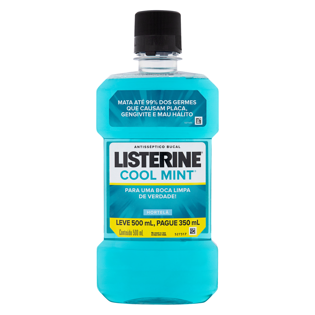 Enxaguante Bucal Antiss&eacute;ptico Hortel&atilde; Listerine Cool Mint Frasco Leve 500ml Pague 350ml