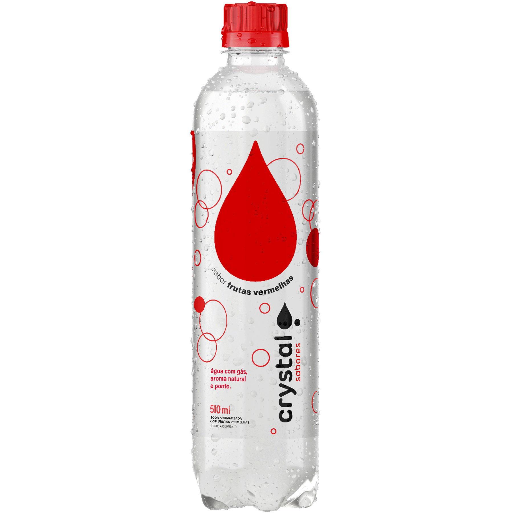 Água Saborizada com Gás Frutas Vermelhas Crystal Sabores Garrafa 510ml
