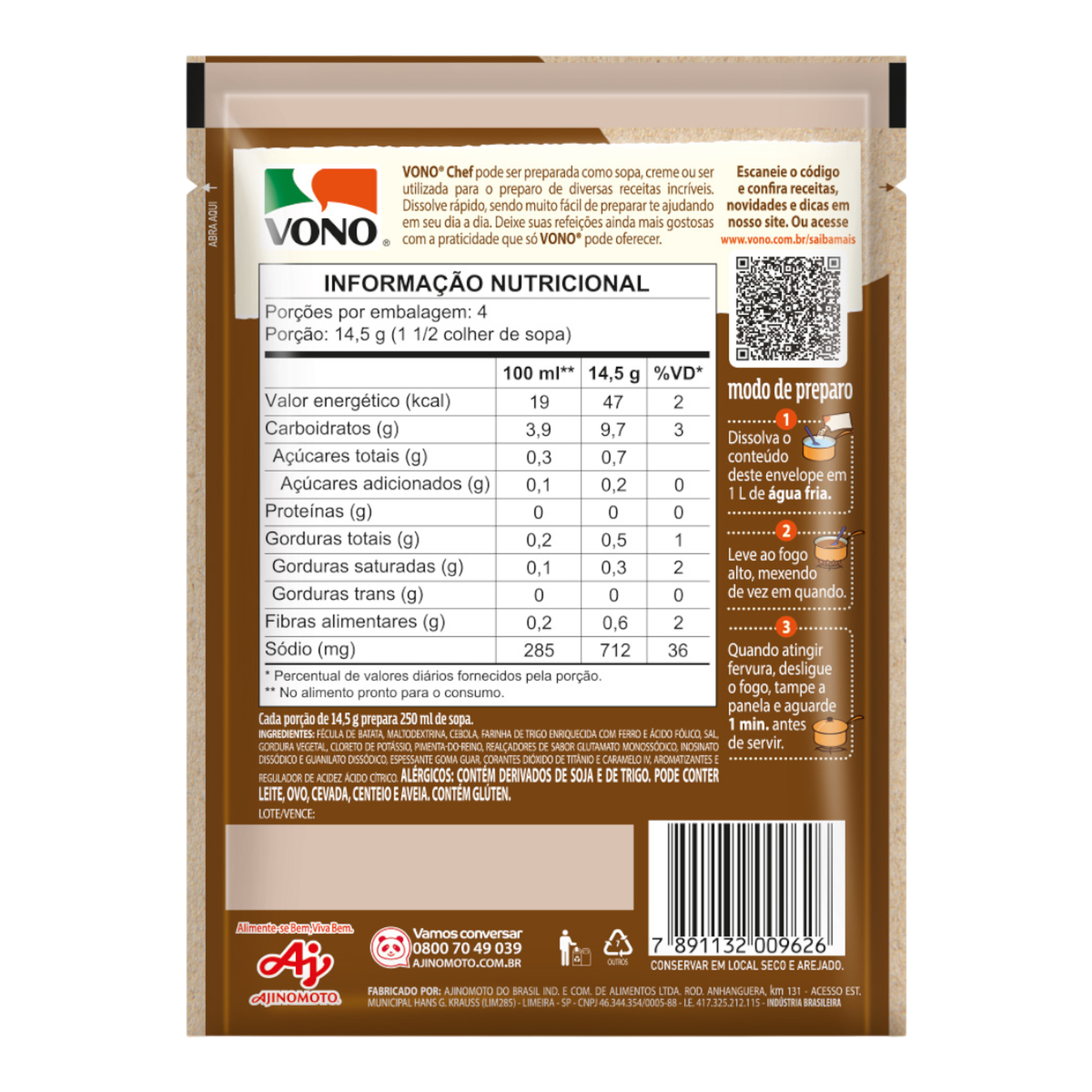 Creme de Cebola Vono Chef Pacote 58g