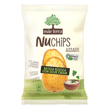 Chips de Batata Rústica com Sour Cream Orgânico NuChips Mãe Terra Pacote 32g