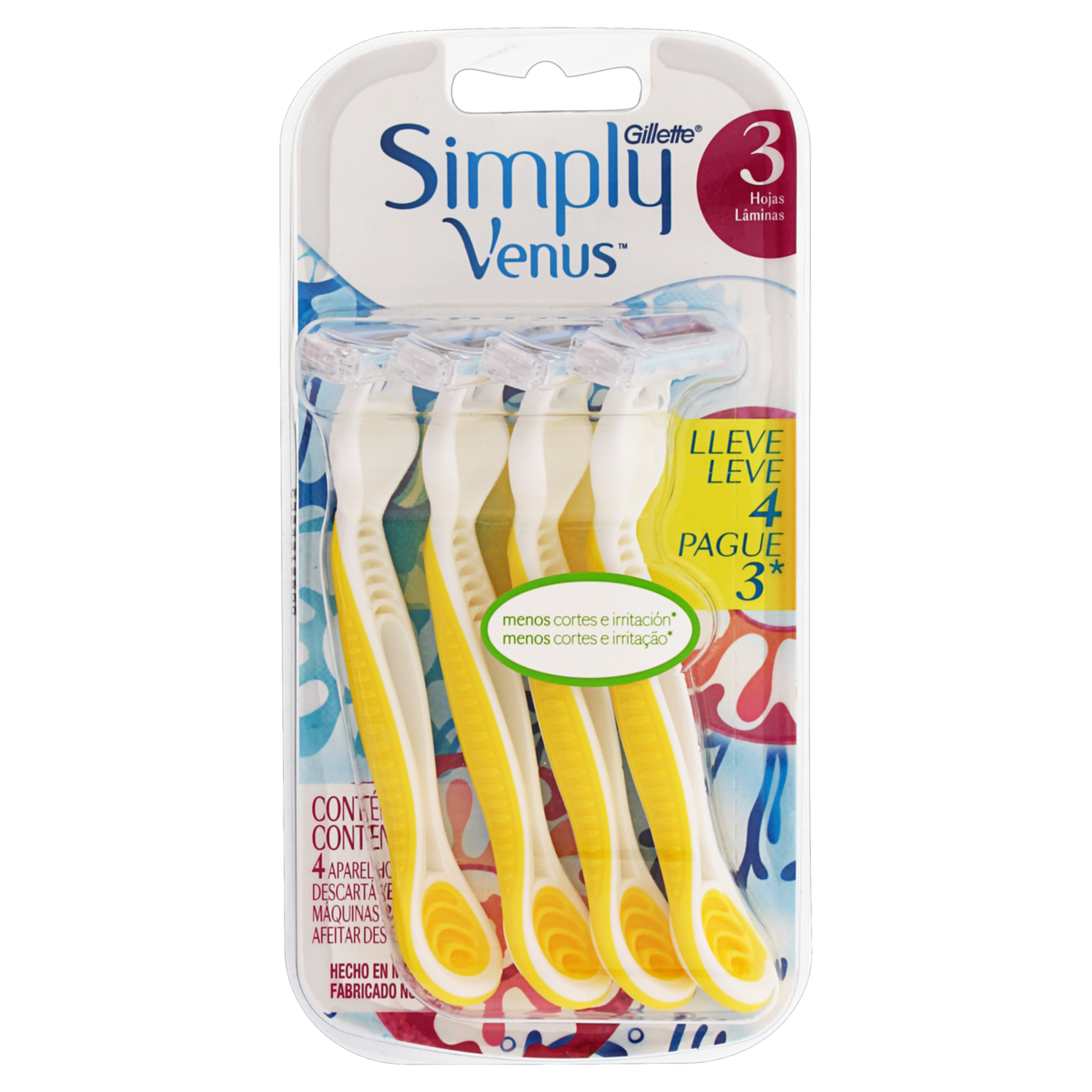 Aparelho Descart&aacute;vel para Depilar Gillette Venus Simply C/4 Unidades - Embalagem Leve 4 Pague 3&nbsp;