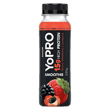 Smoothie Frutas Vermelhas e Guaraná Zero Lactose Yopro 15g High Protein Frasco 250g