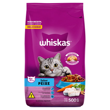 Alimento para Gatos Adultos 1+ Peixe Whiskas Pacote 500g