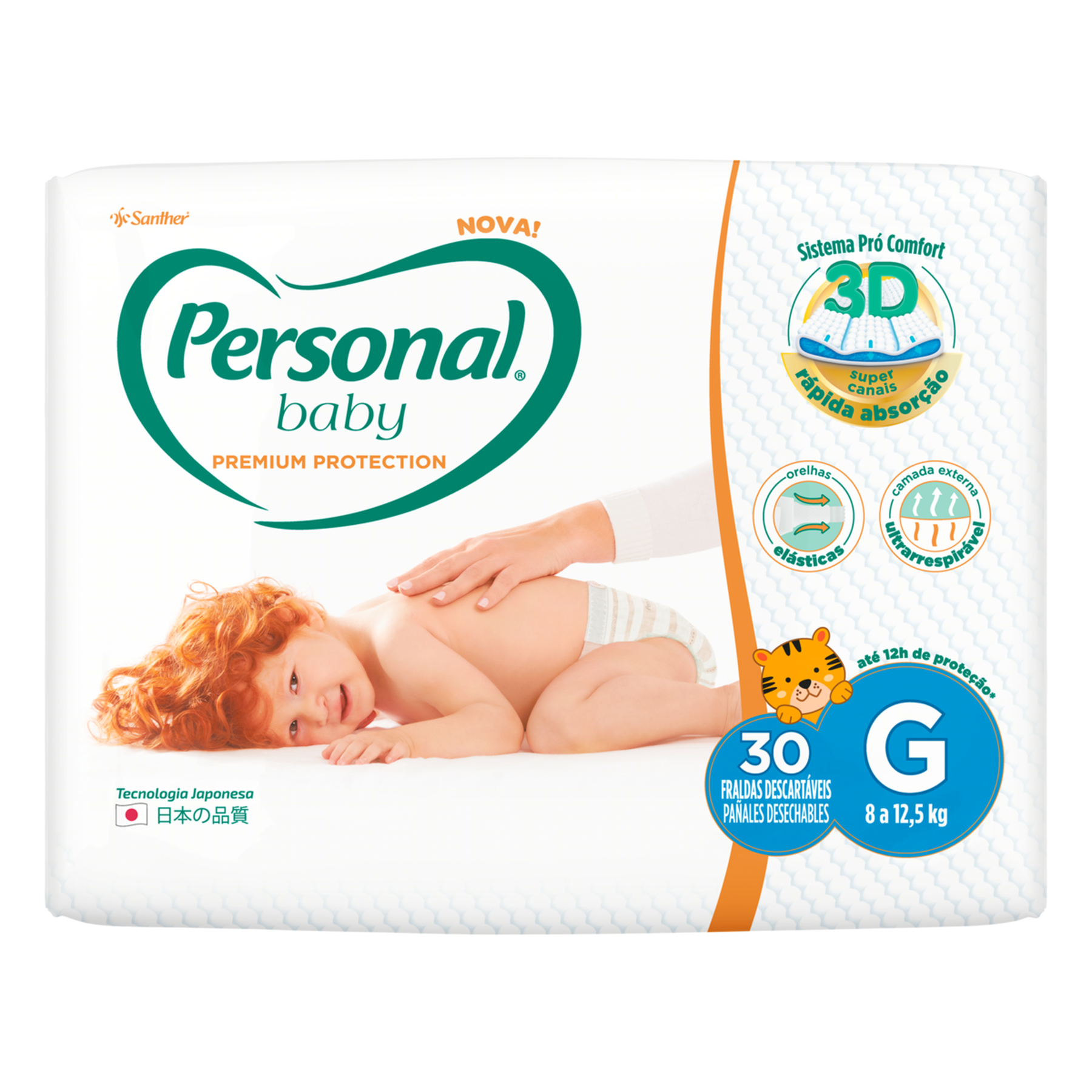 Fralda Descart&aacute;vel Personal Baby Premium Protection G Pacote 30 Unidades