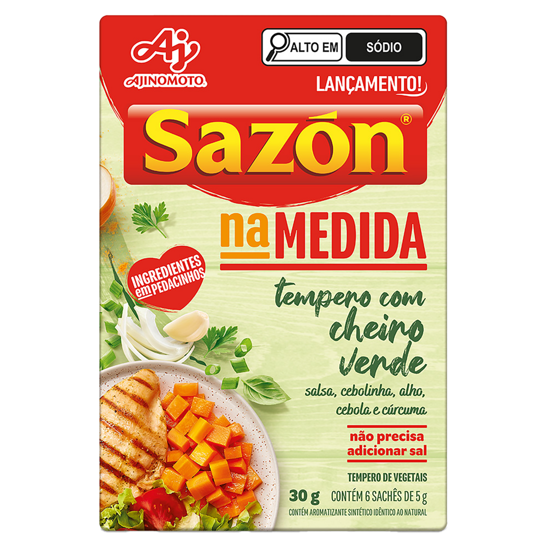 Tempero Cheiro Verde Saz&oacute;n na Medida Caixa 30g C/6 Unidades