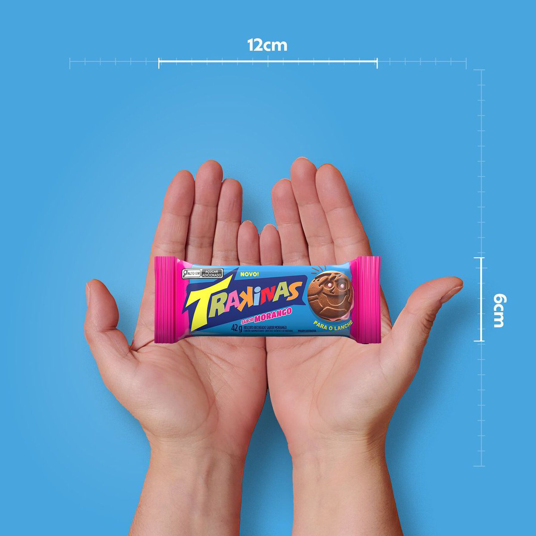 Biscoito Recheio Morango Trakinas Pacote 42g