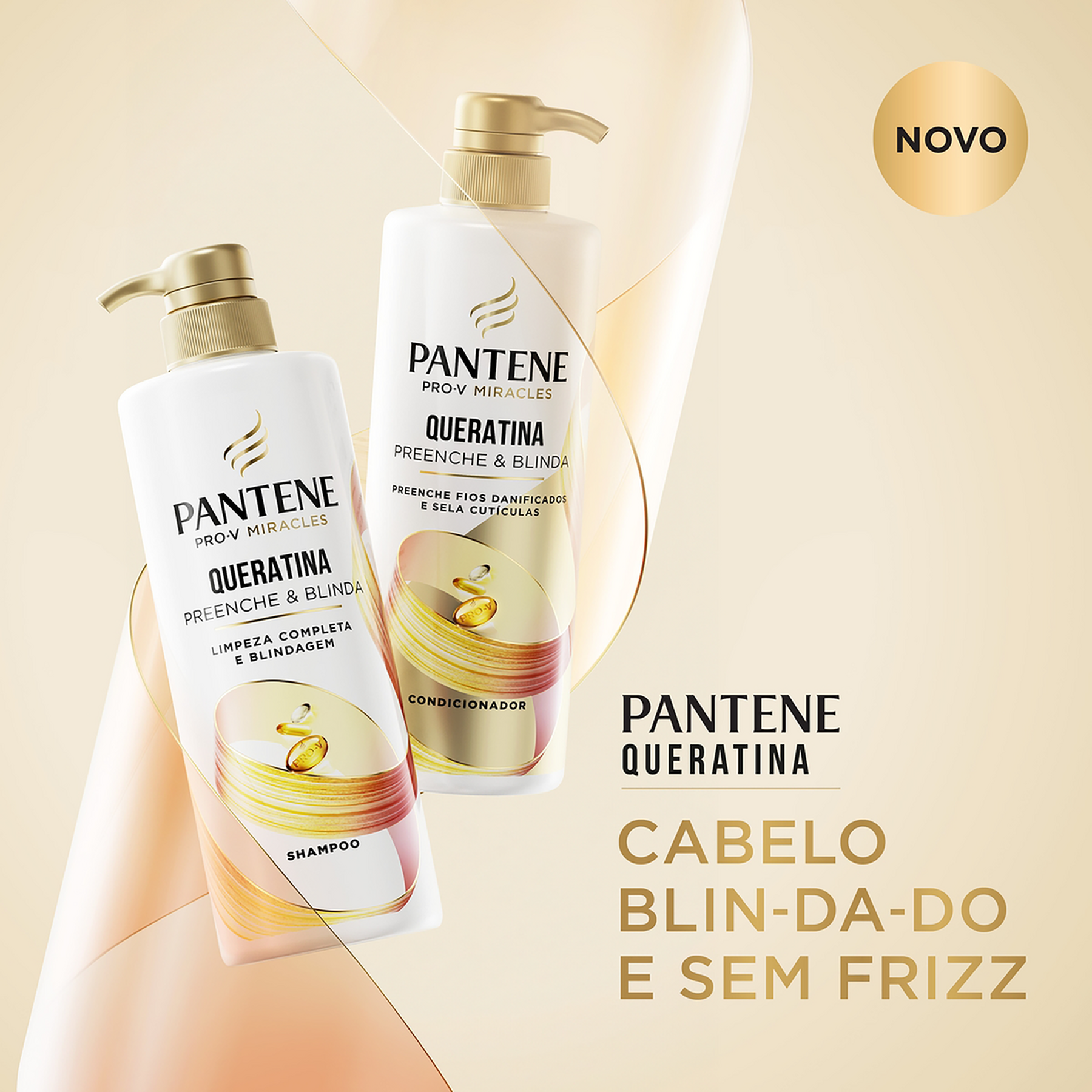 Condicionador Queratina Preenche e Blinda Pantene Frasco 510ml Pump