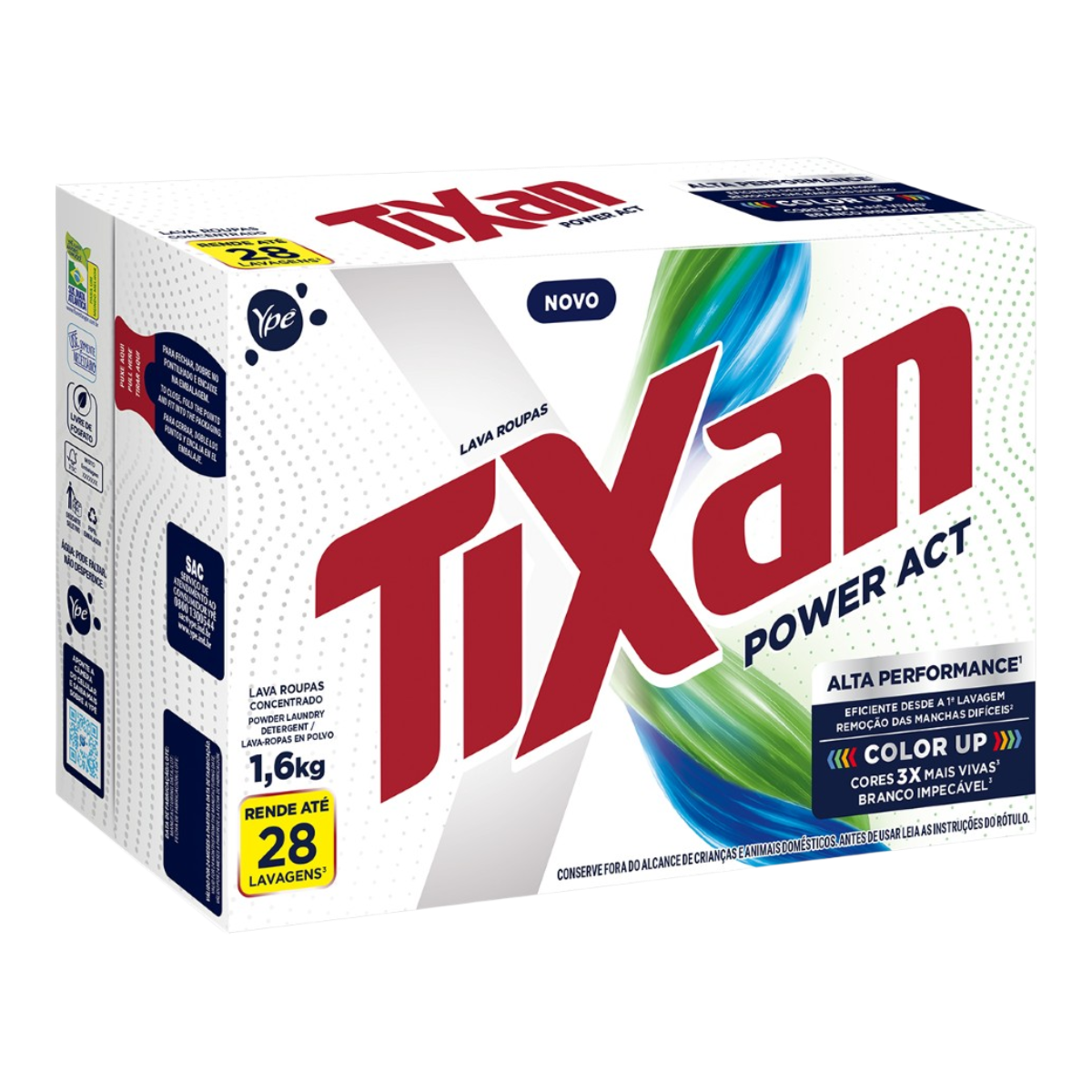 Sab&atilde;o em P&oacute; Lava Roupas Power Act Tixan Yp&ecirc; Caixa 1,6kg&nbsp;