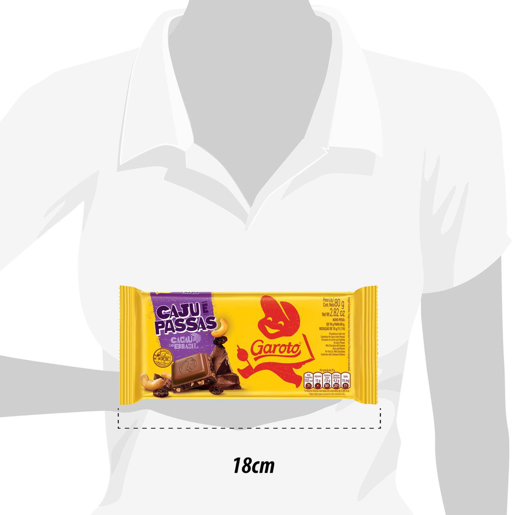 Chocolate ao Leite Caju e Passas Garoto Pacote 80g