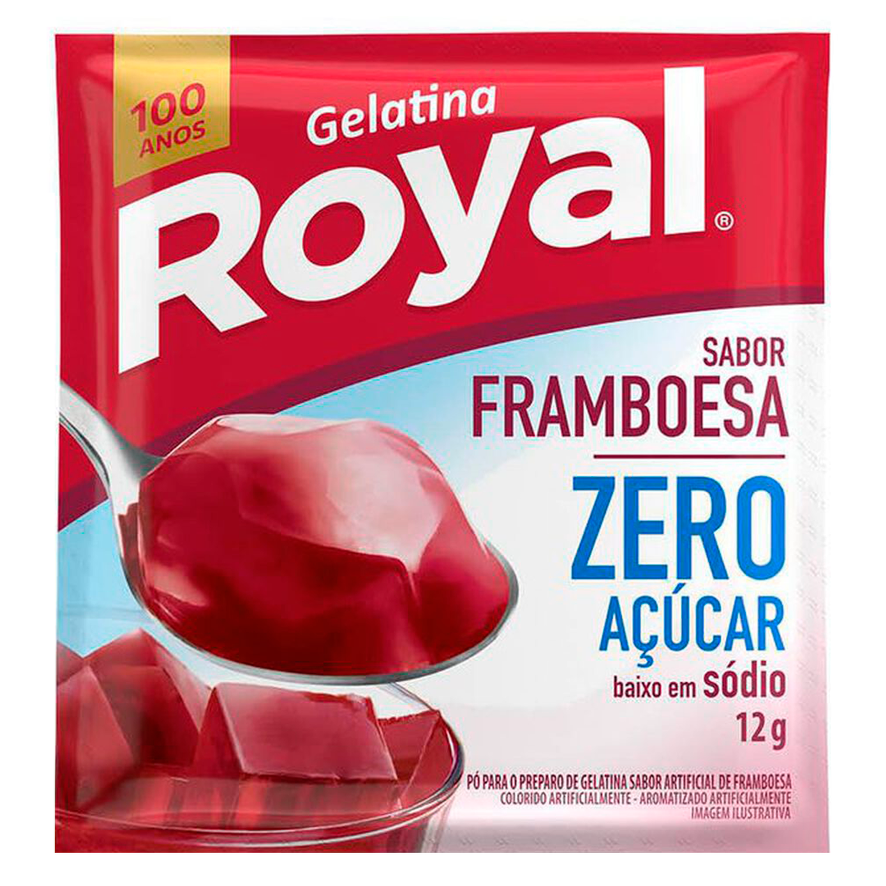Gelatina em P&oacute; Framboesa Zero A&ccedil;&uacute;car Royal Pacote 12g&nbsp;