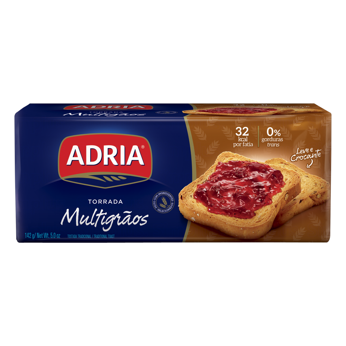 Torrada Multigr&atilde;os Adria Pacote 142g