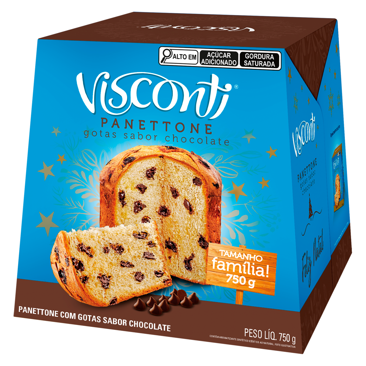 Panettone com Gotas de Chocolate Visconti Caixa 750g