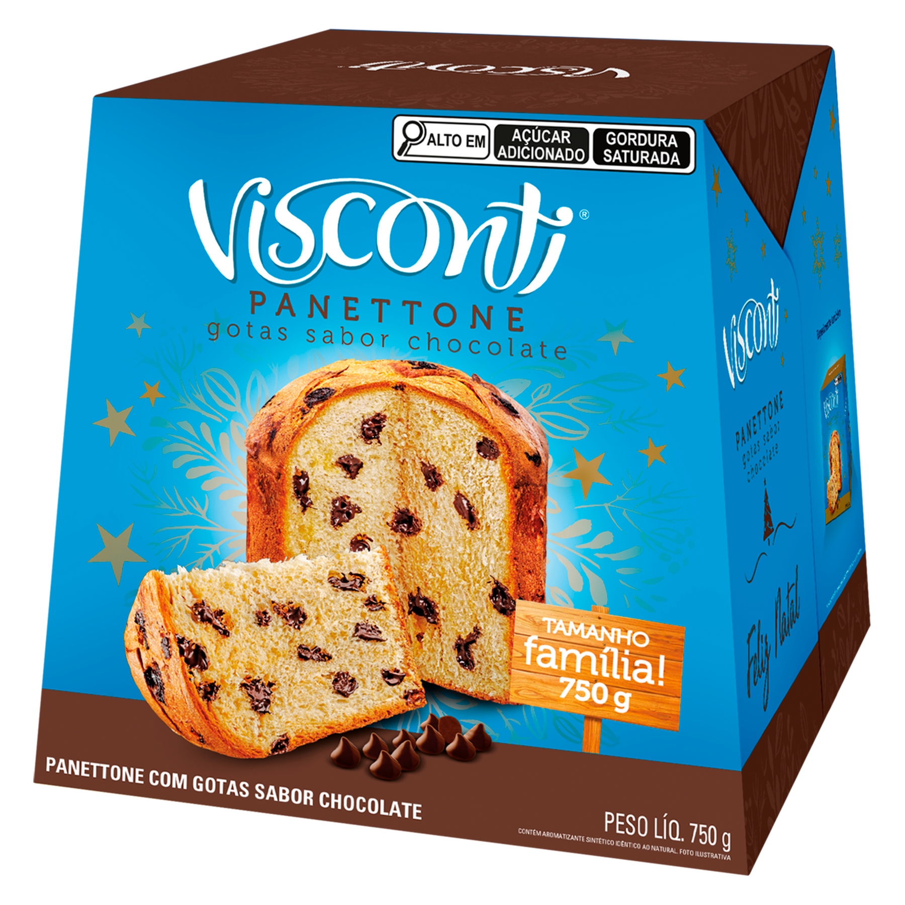 Panettone com Gotas de Chocolate Visconti Caixa 750g