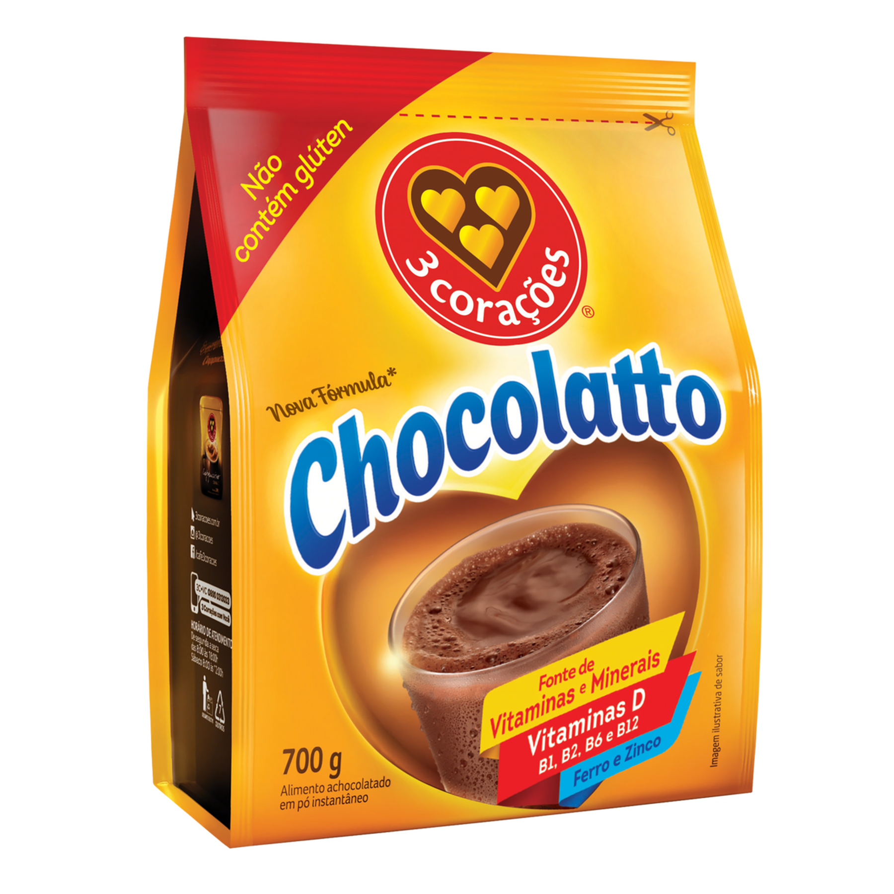 Achocolatado em Pó Chocolatto 3 Corações Pacote 700g
