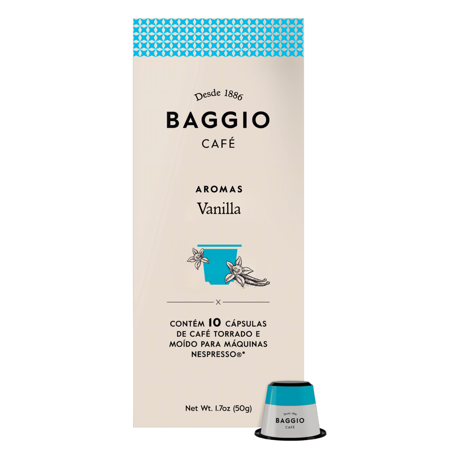 Caf&eacute; em C&aacute;psula Torrado e Mo&iacute;do Vanilla Baggio Aromas Caixa 50g 10 C&aacute;psulas Nespresso