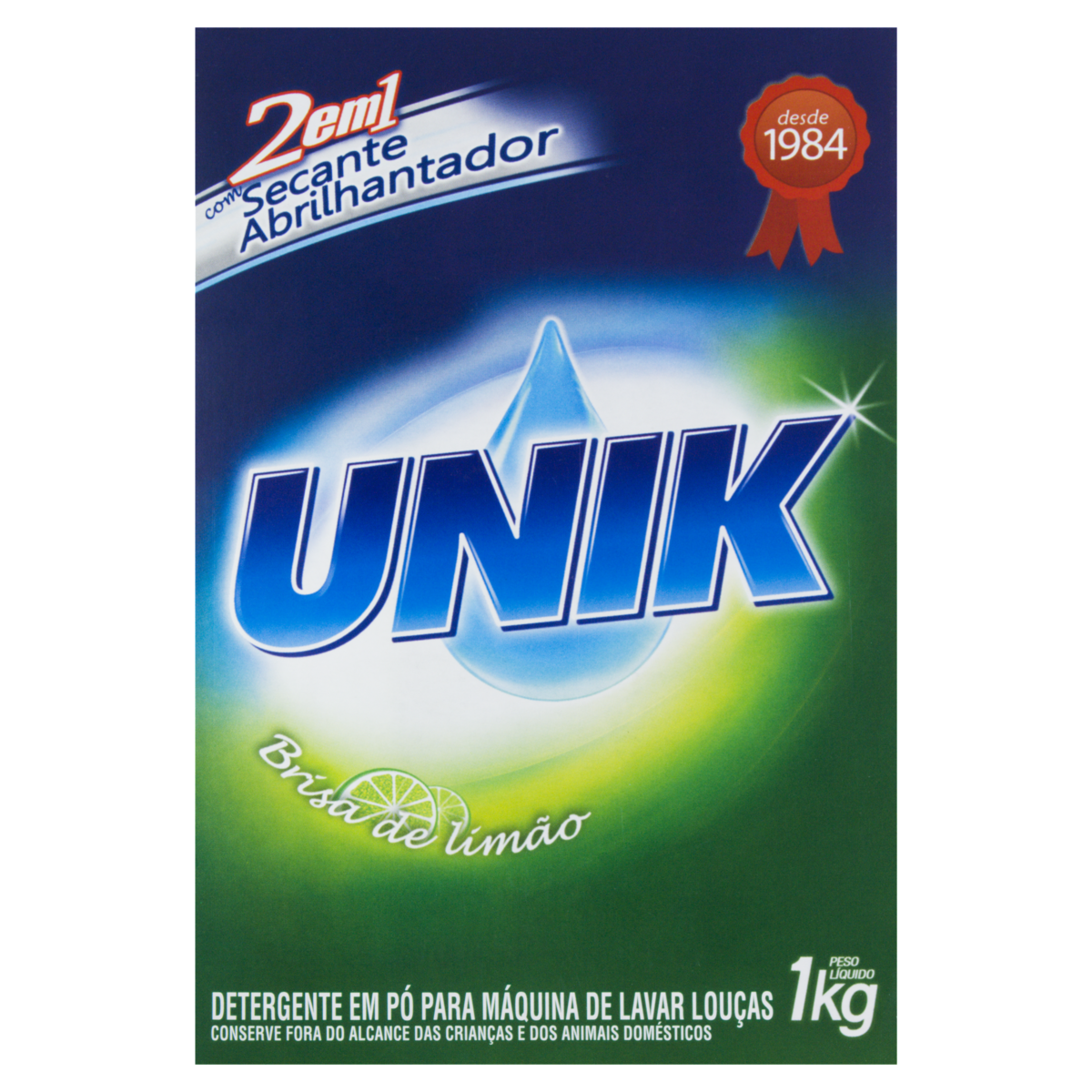 Detergente em P&oacute; para M&aacute;quina de Lavar Lou&ccedil;as Brisa de Lim&atilde;o Unik Caixa 1kg
