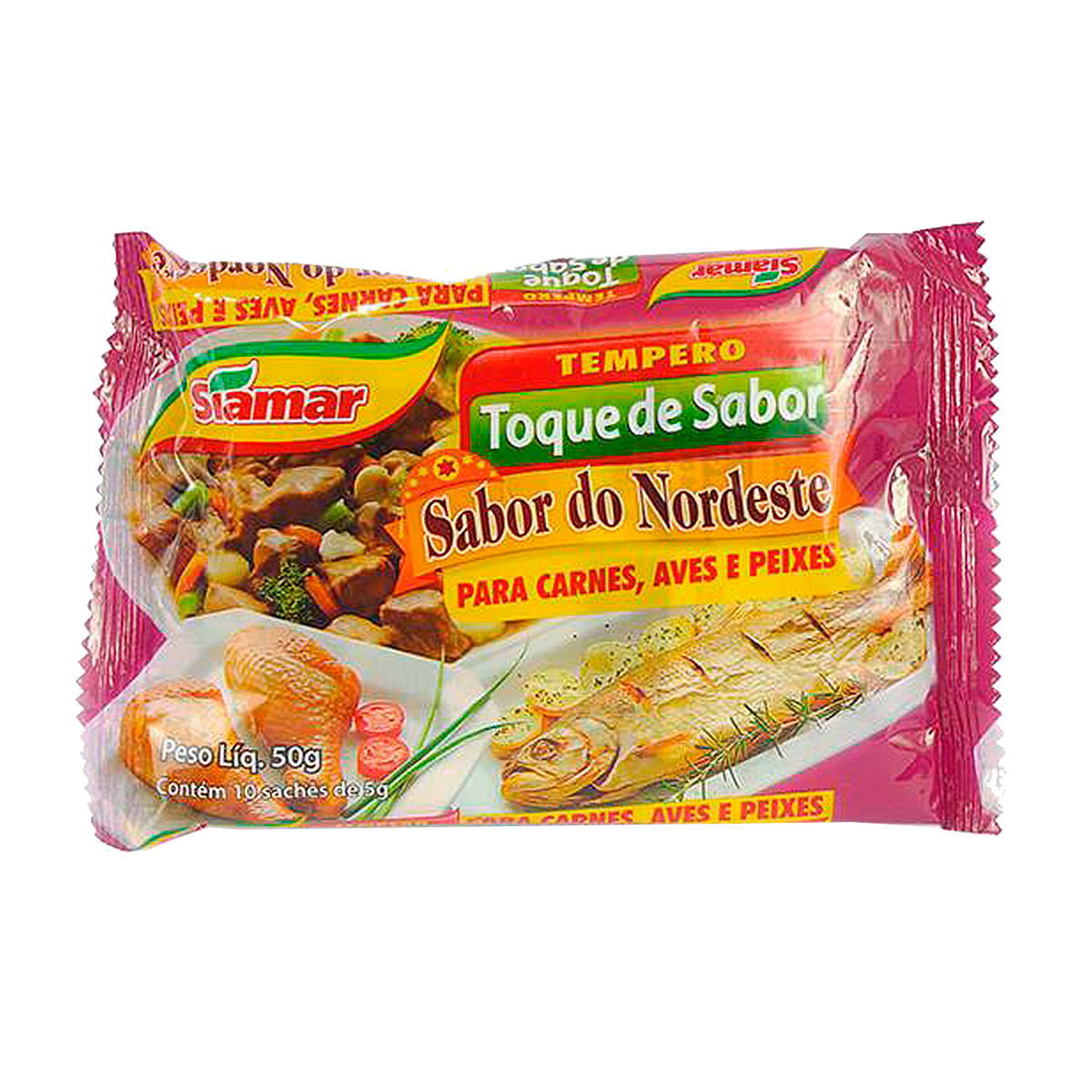 Tempero para Carnes, Aves e Peixes Sabor Nordeste Toque de Sabor Siamar Pacote 50g&nbsp;