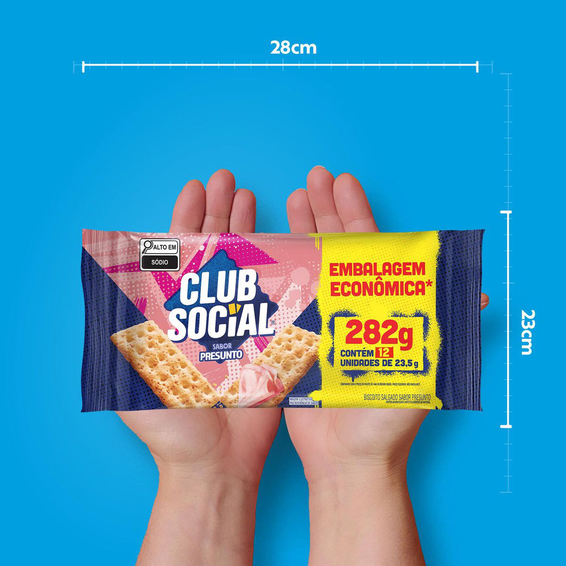Pack Biscoito Presunto Club Social Pacote 282g 12 Unidades