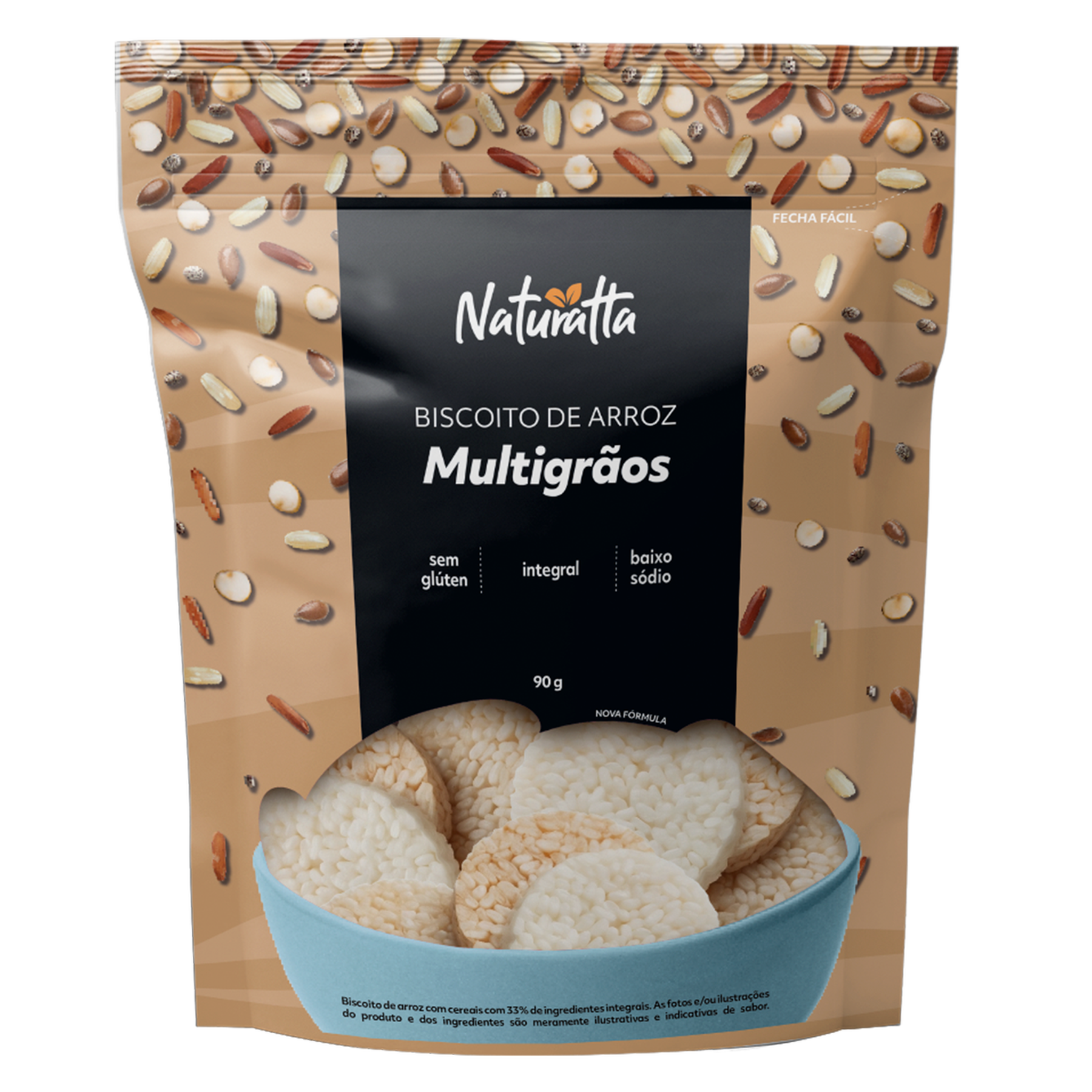 Biscoito Multigr&atilde;os Naturatta Pacote 90g