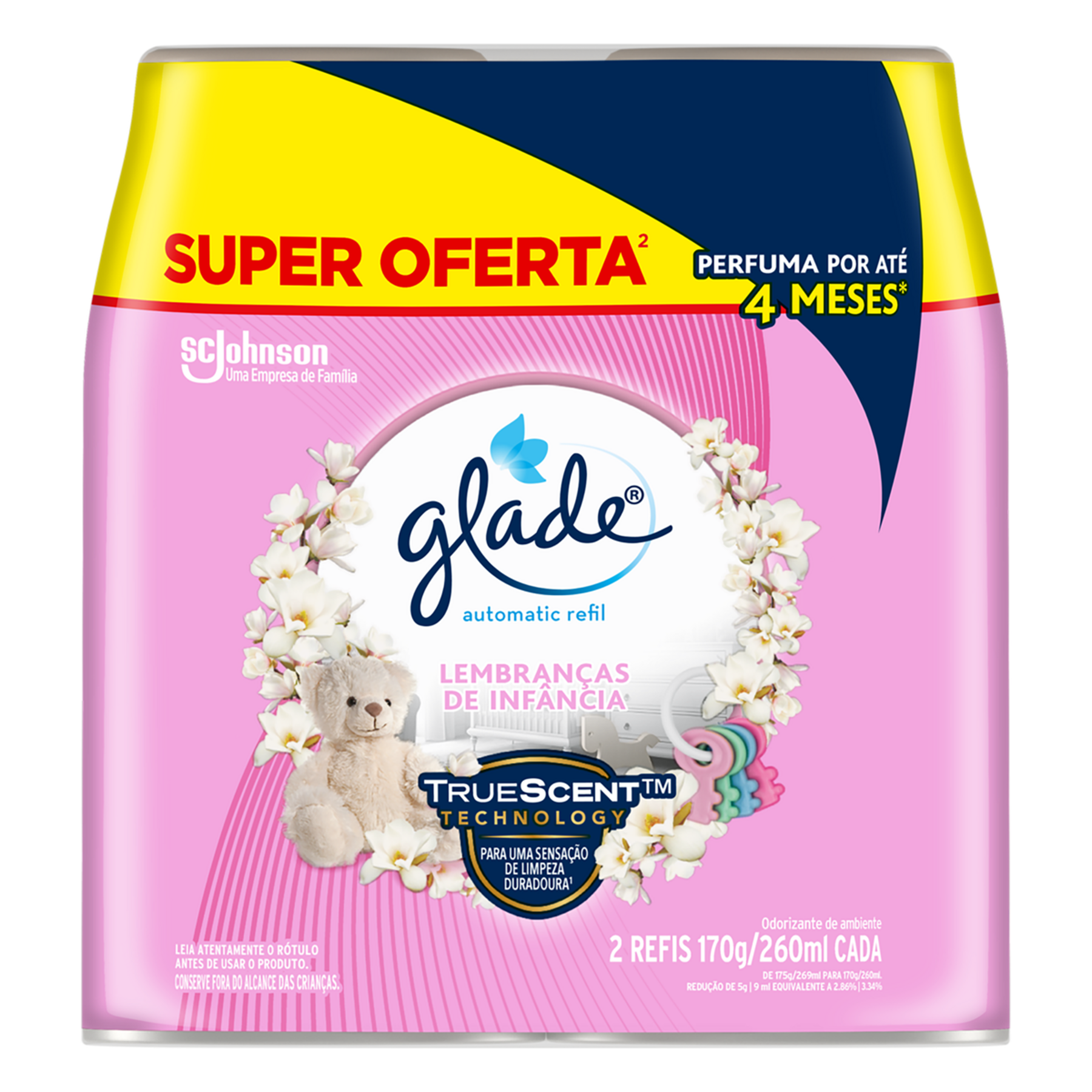 Odorizador de Ambiente Lembran&ccedil;as de Inf&acirc;ncia Glade Automatic Frasco C/2 Unidades 260ml Cada Spray Refil - Embalagem Super Oferta