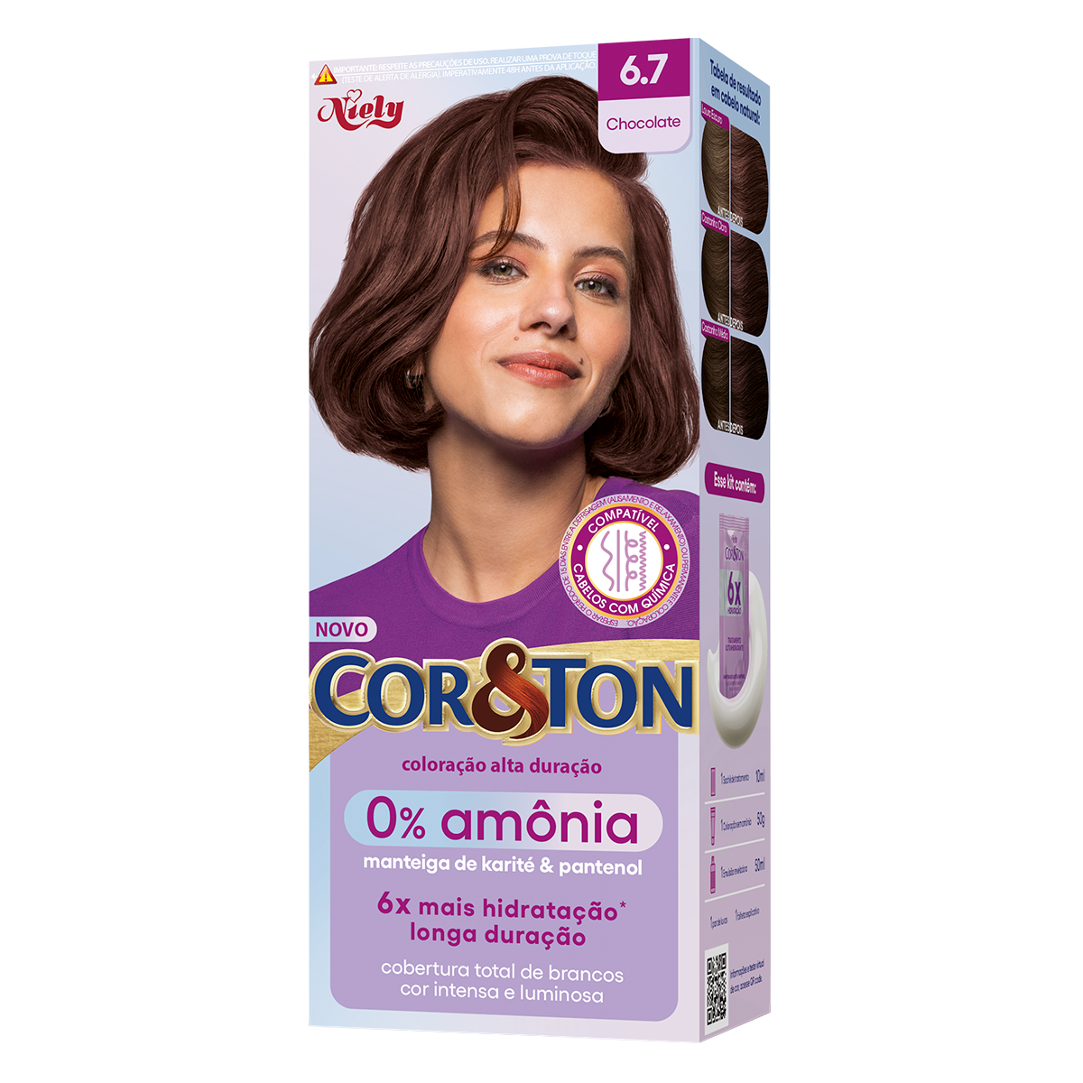Tintura para Cabelo sem Am&ocirc;nia Chocolate 6.7 Cor&Ton&nbsp;