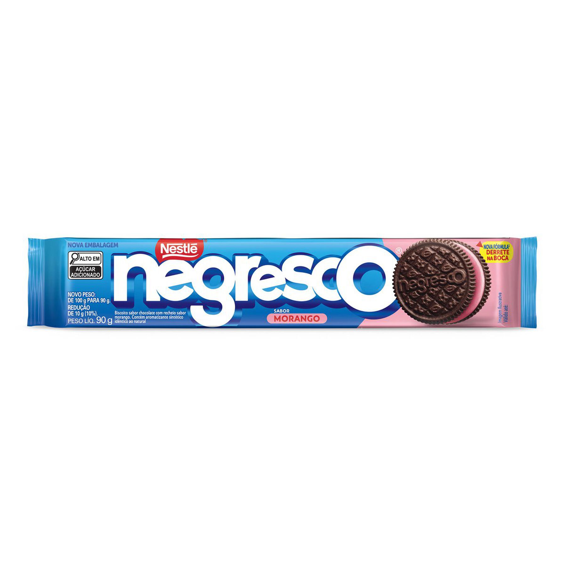 Biscoito Chocolate Recheio Morango Negresco Nestlé Pacote 90g