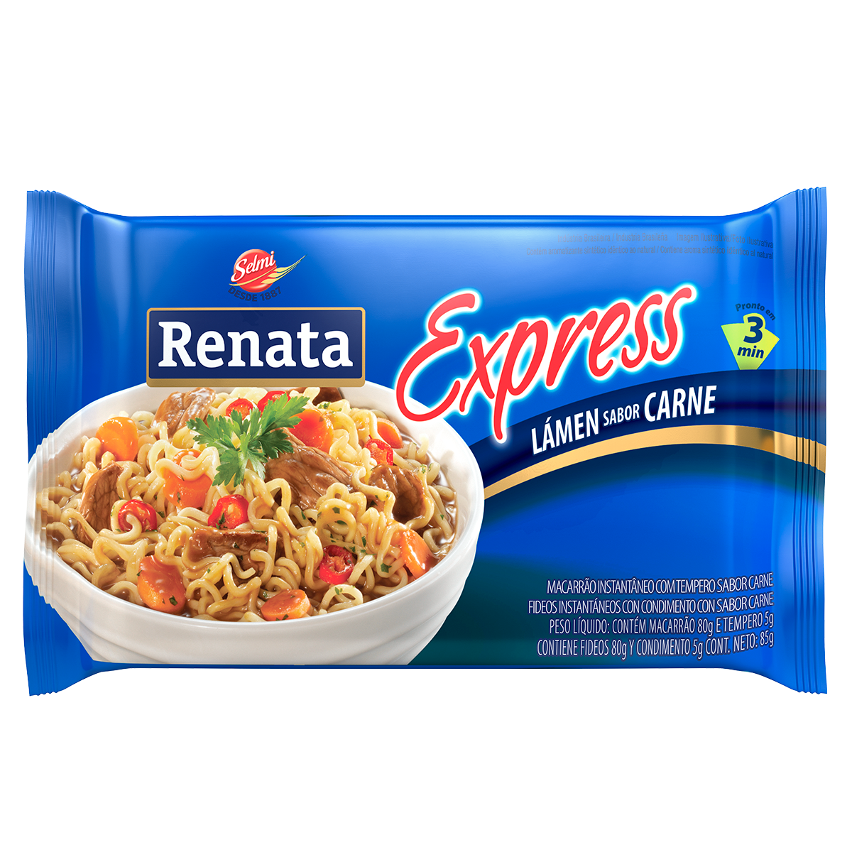Macarr&atilde;o Instant&acirc;neo L&aacute;men Carne Renata Express Pacote 85g