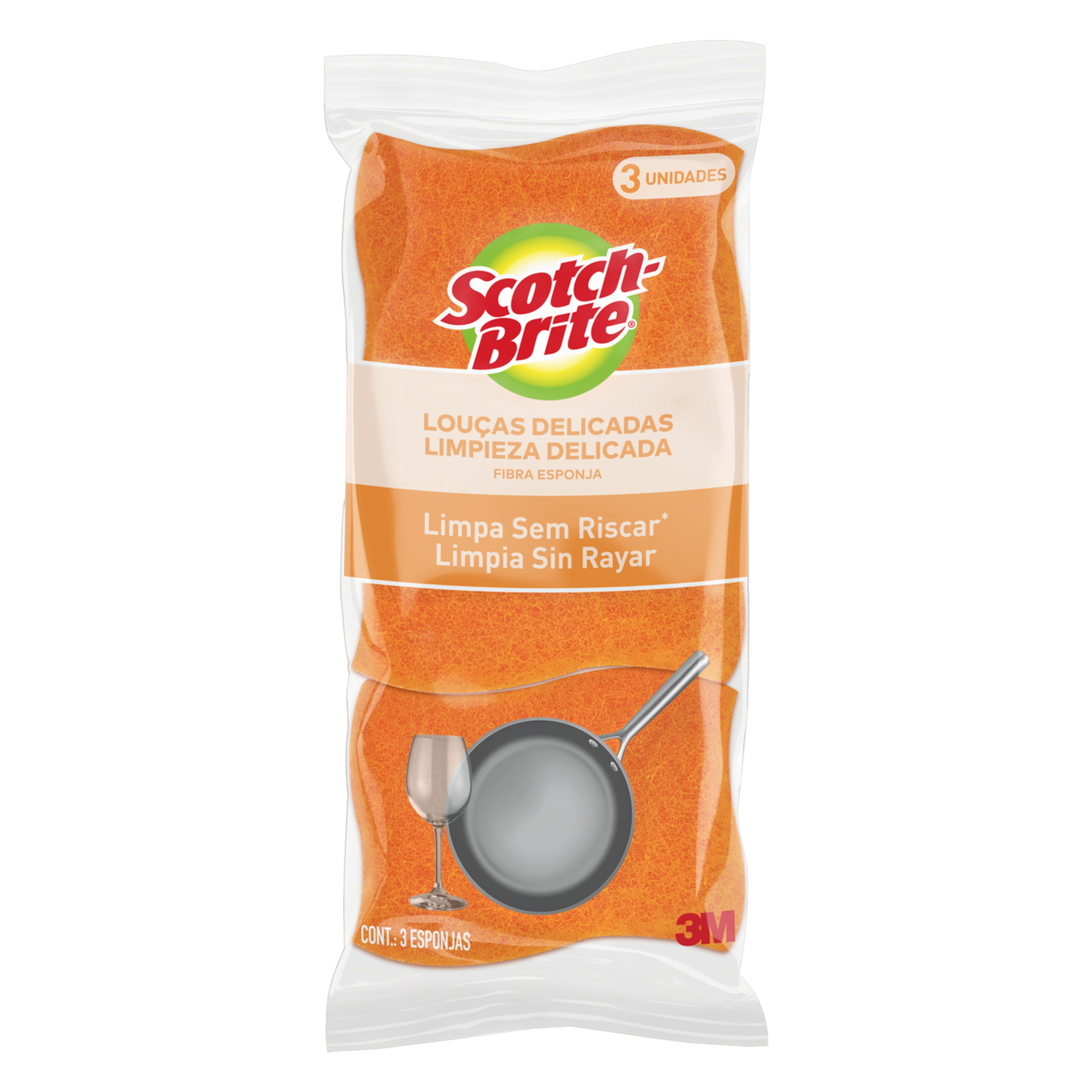 Esponja Não Risca Laranja Scotch-Brite 3 Unidades