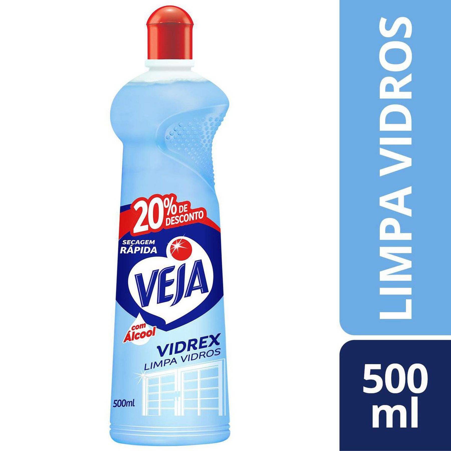 Limpa-Vidro Líquido Veja Vidrex Squeeze 500ml Grátis 20% de Desconto