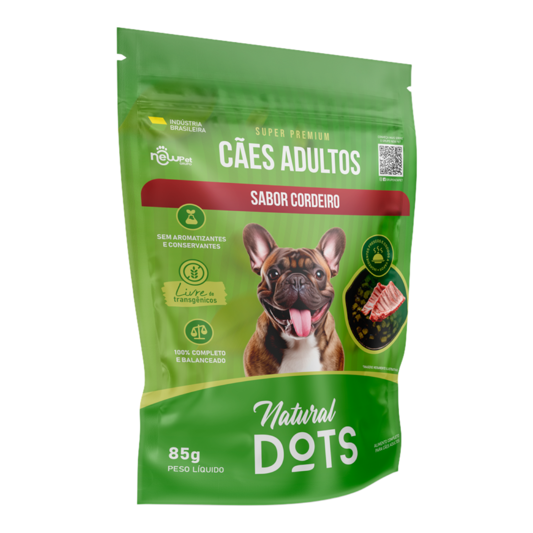 Alimento para C&atilde;es Adultos Cordeiro Natural Dots Sach&ecirc; 85g