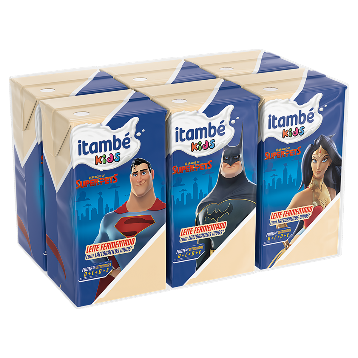 Pack Leite Fermentado Desnatado Itamb&eacute; Kids Caixa C/6 Unidades 80g Cada