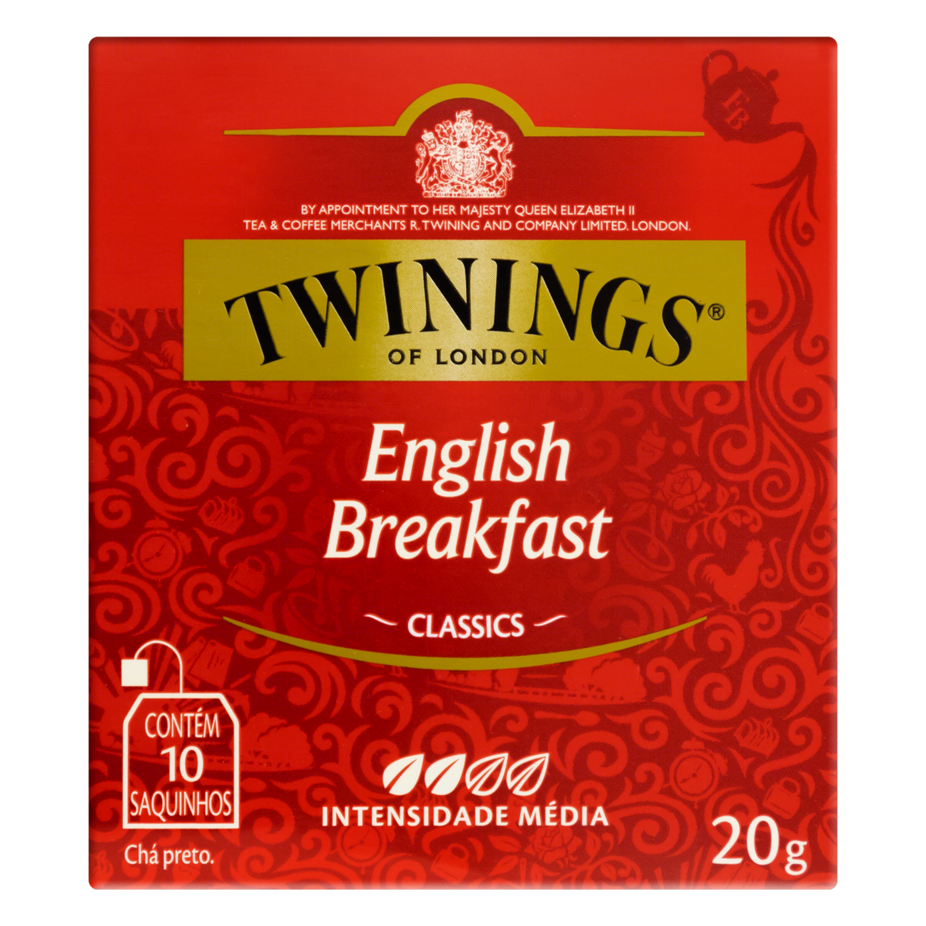 Ch&aacute; Preto English Breakfast Classics Twinings Caixa 20g C/10 Unidades