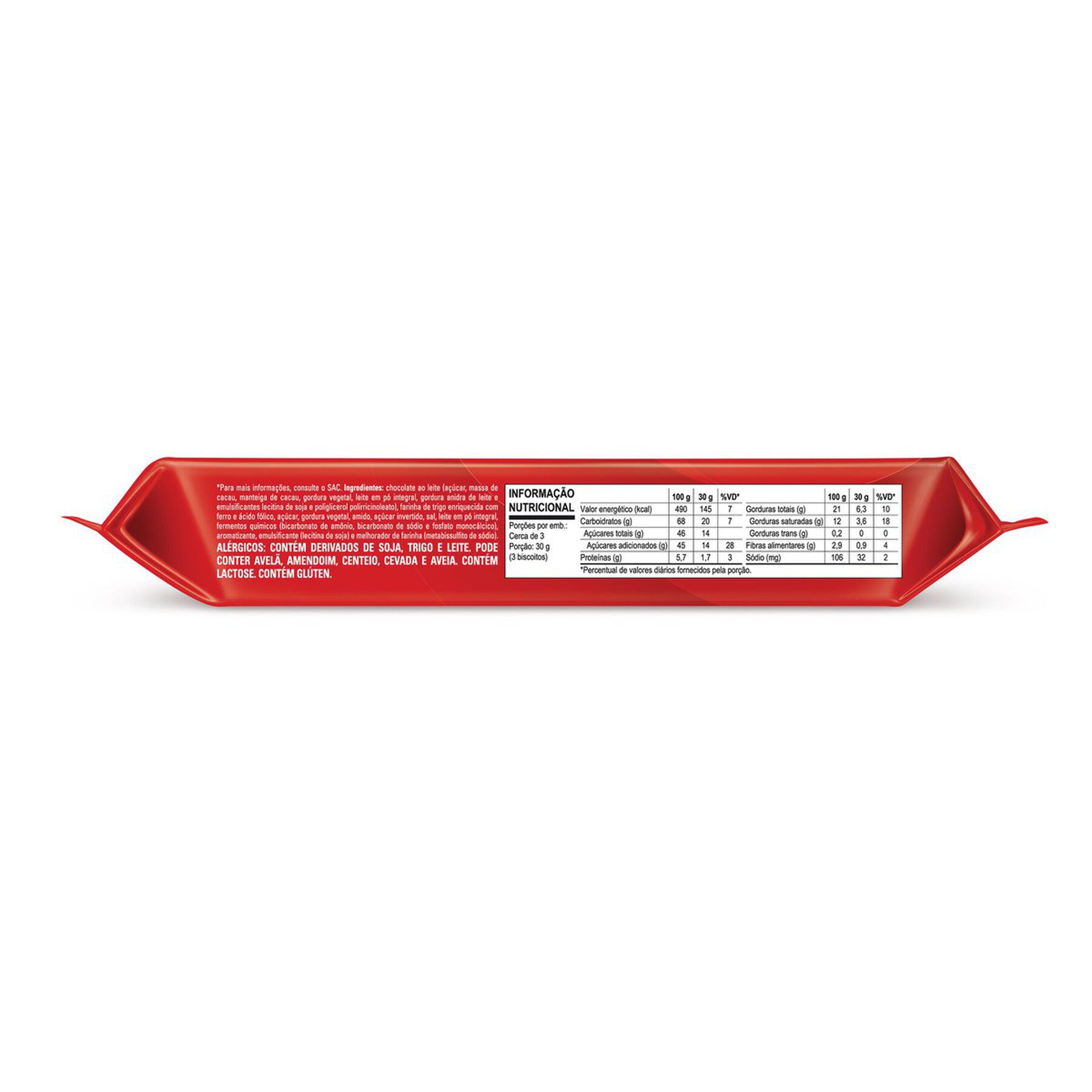 Biscoito Cobertura Chocolate ao Leite Nestlé Chocobiscuits Pacote 80g