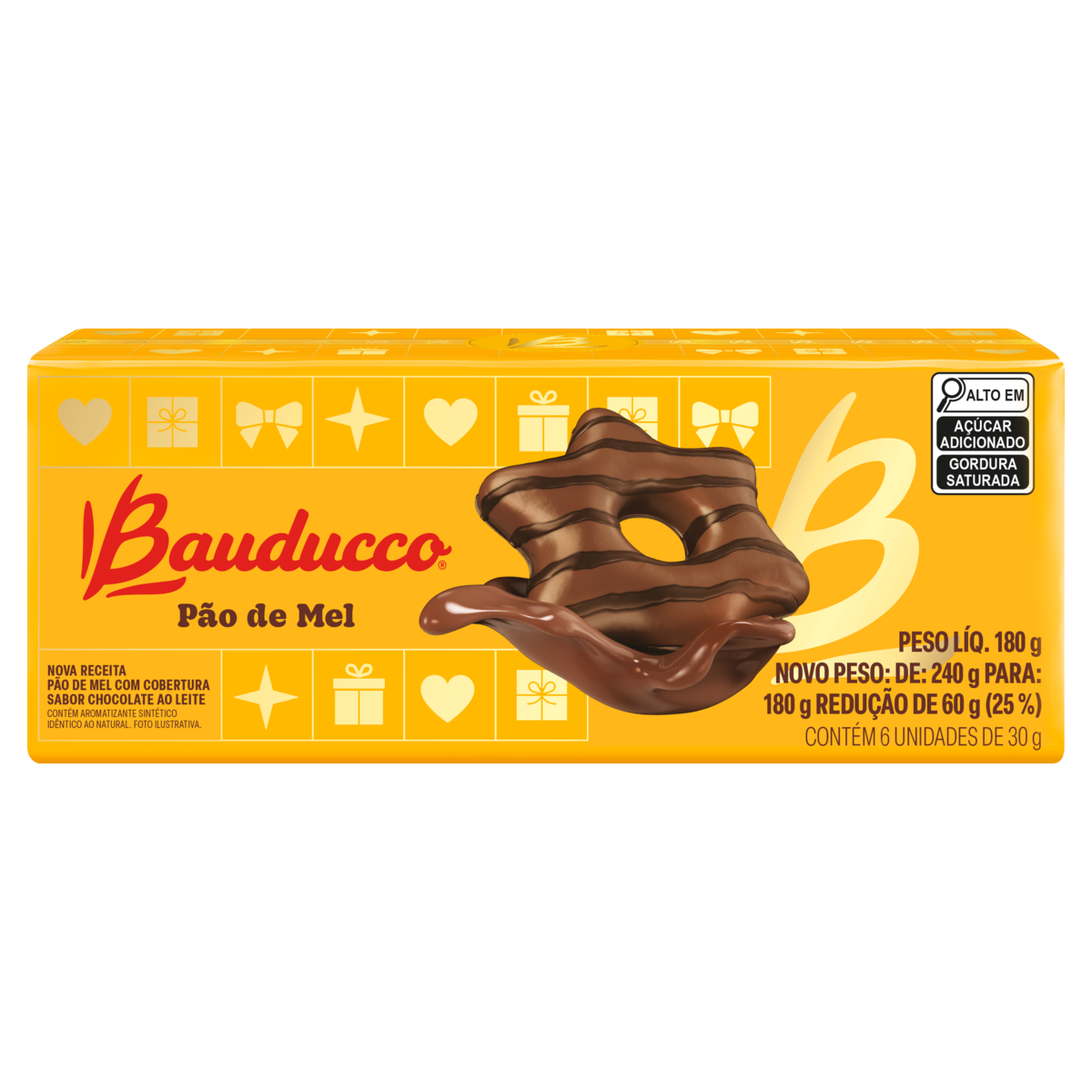 P&atilde;o de Mel Cobertura Chocolate ao Leite Bauducco Caixa 180g