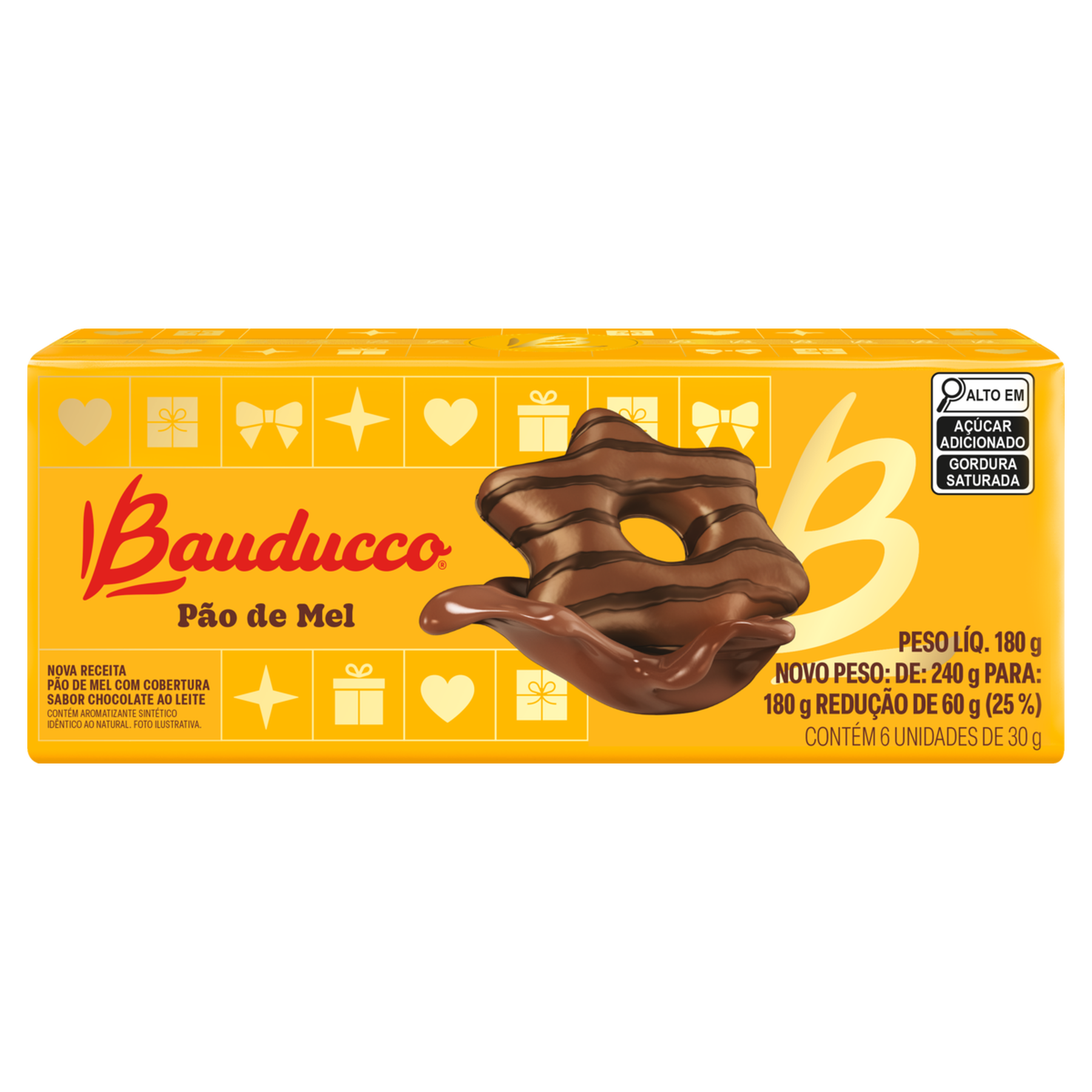 Pão de Mel Cobertura Chocolate ao Leite Bauducco Caixa 180g