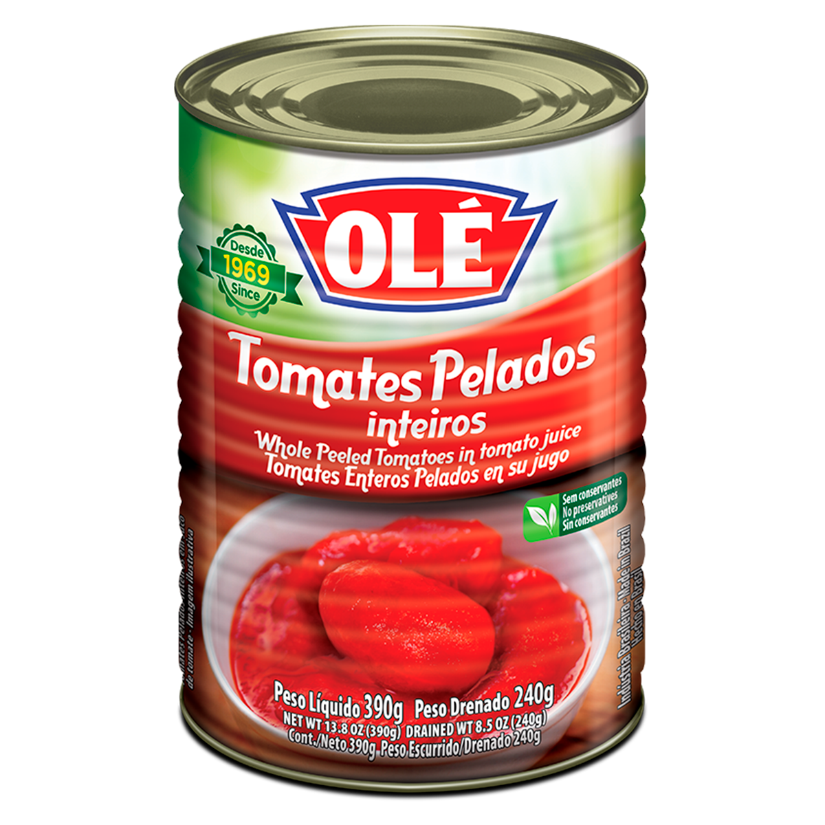 Tomate Pelado Inteiro Ol&eacute; Lata 390g