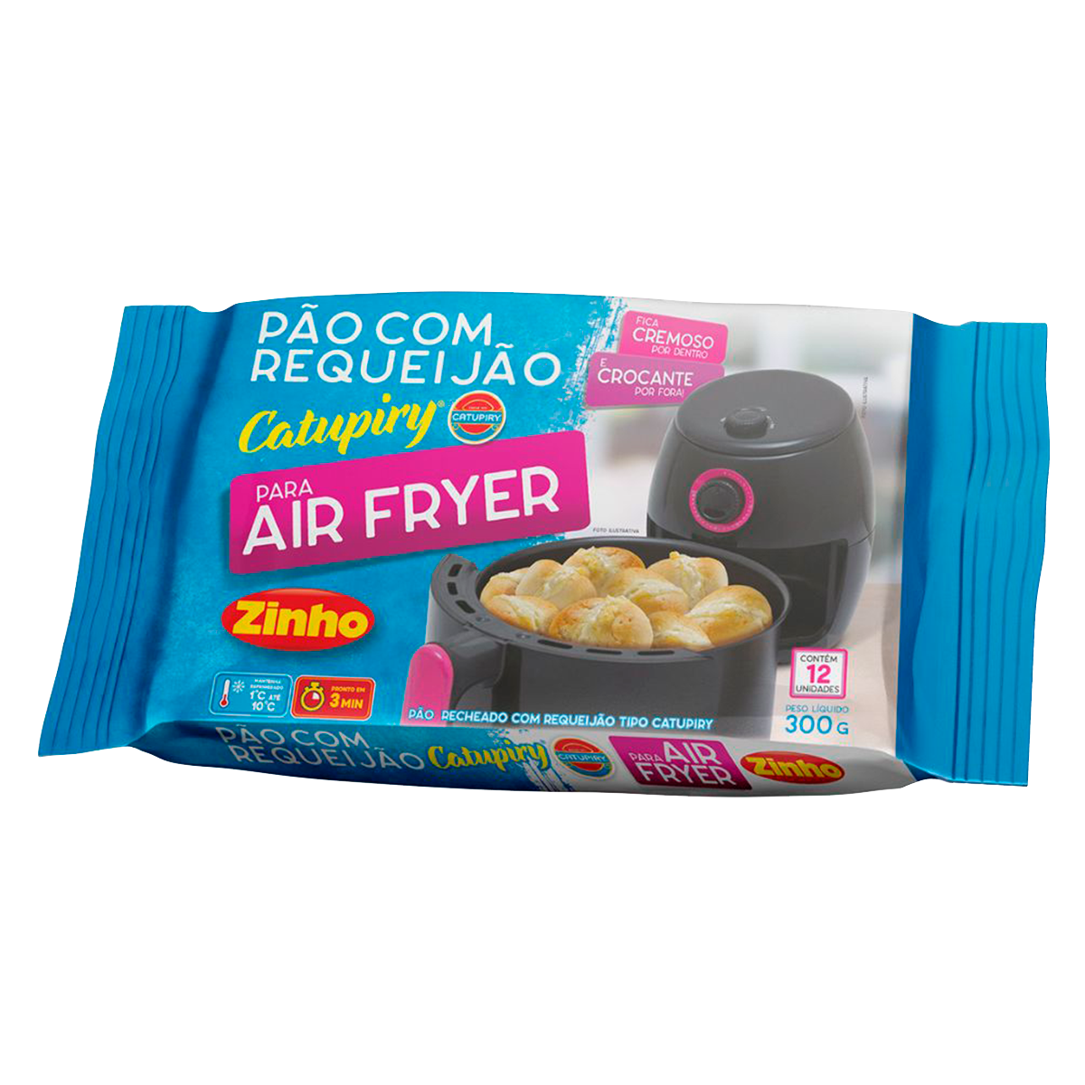 P&atilde;o Bolinha Recheado com Requeij&atilde;o Catupiry Zinho Pacote 300g