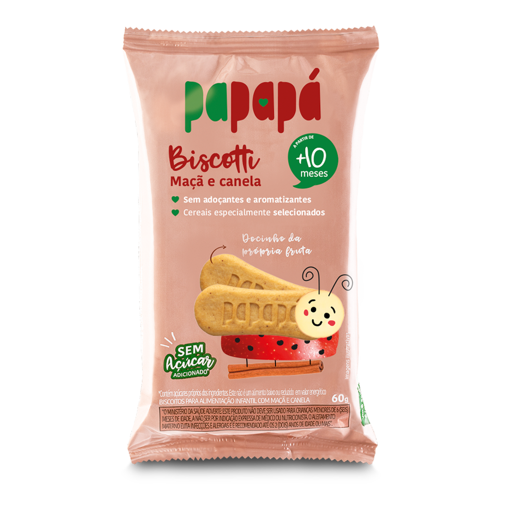 Biscoito Ma&ccedil;&atilde; e Canela Papap&aacute; Biscotti Pacote 60g&nbsp;