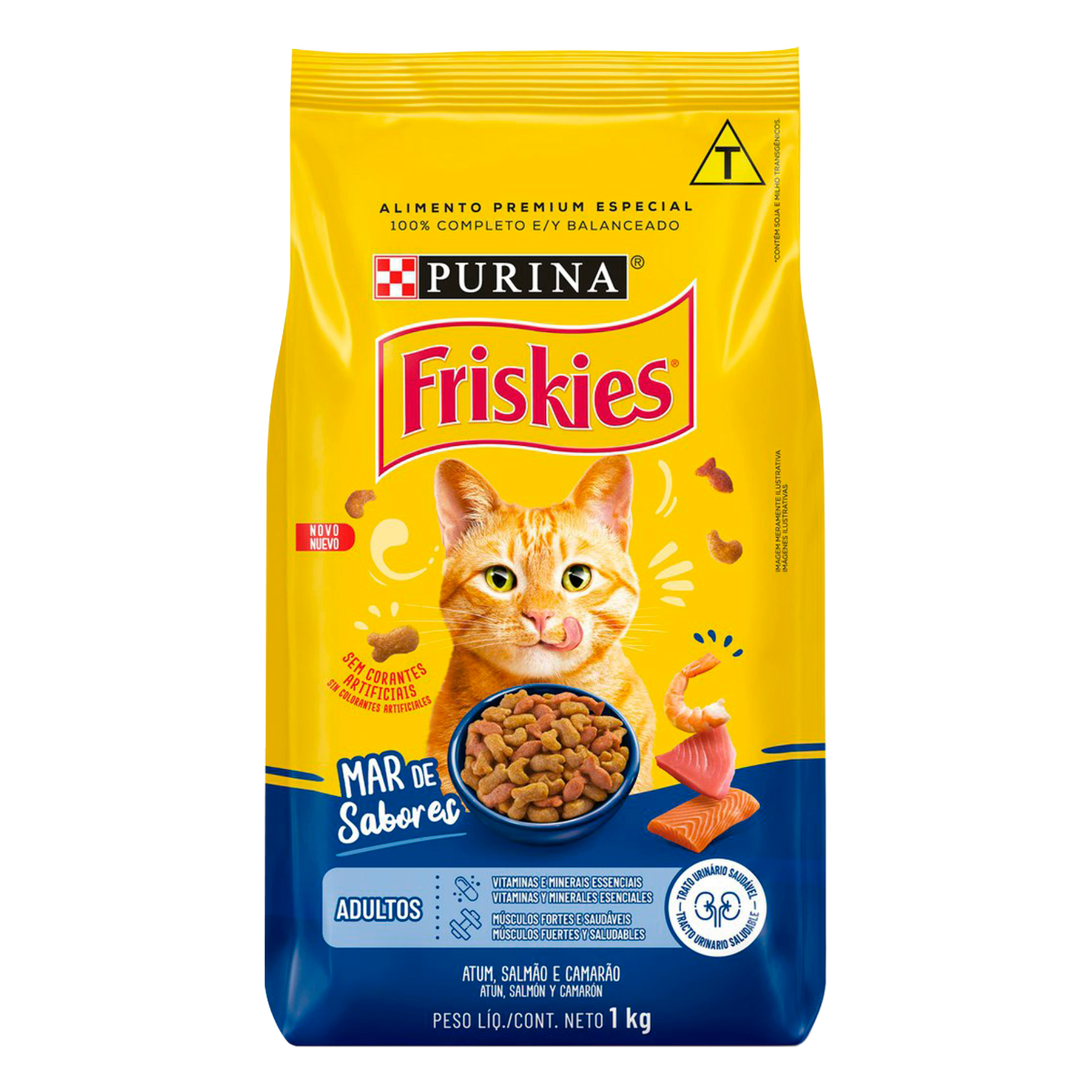 Alimento para Gatos Adultos Peixe e Frutos do Mar Purina Friskies Pacote 1kg