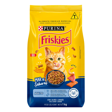 Alimento para Gatos Adultos Peixe e Frutos do Mar Purina Friskies Pacote 1kg