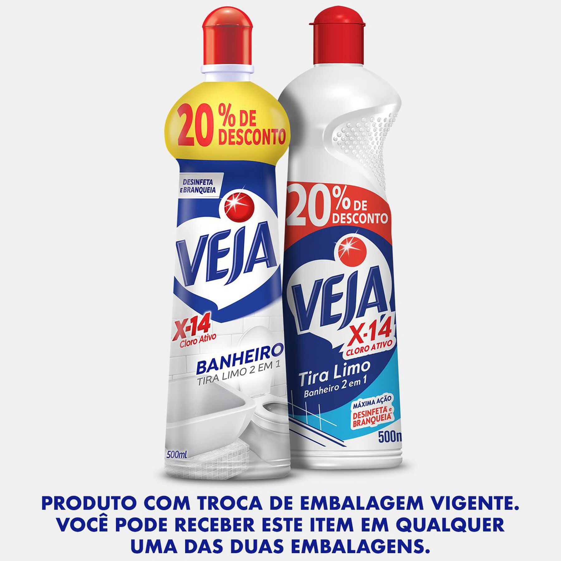 Desinfetante Banheiro Tira-Limo Veja X-14 Squeeze 500ml Grátis 20% de Desconto
