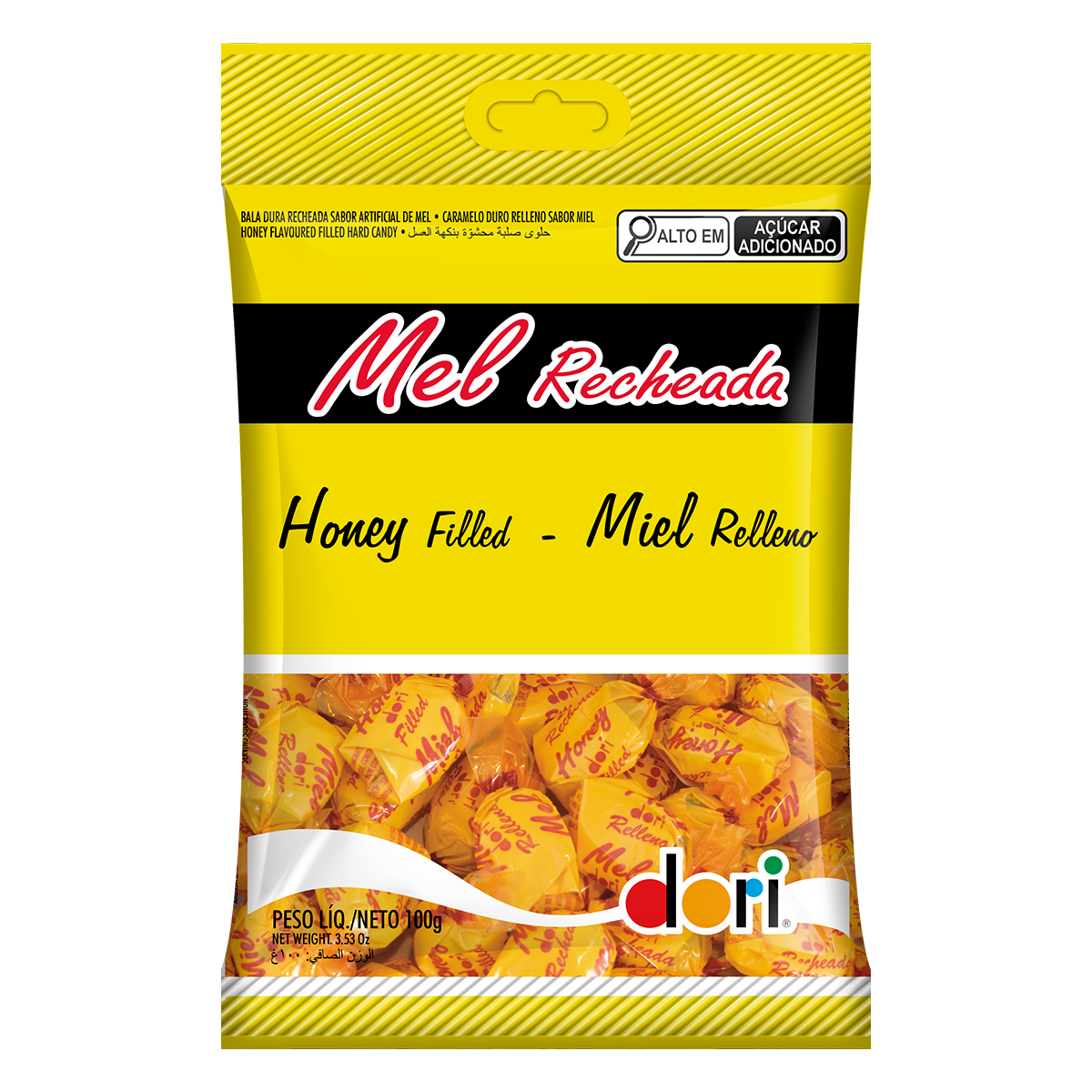 Bala Recheada Mel Dori Pacote 100g