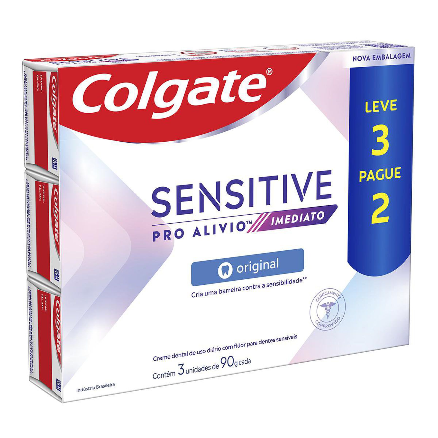 Creme Dental para Sensibilidade Colgate Sensitive Pro Alívio Imediato Original 90g 3 unidades
