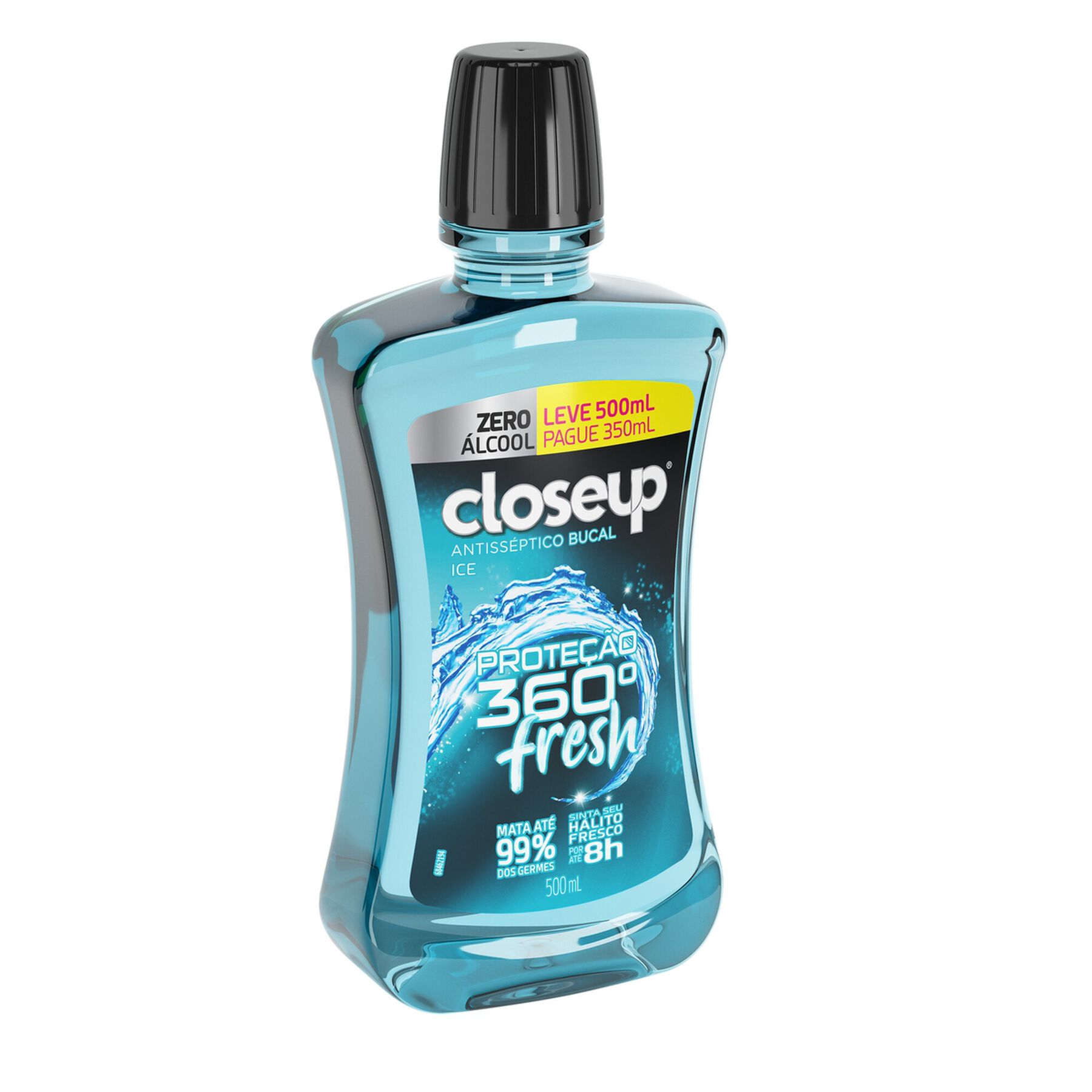 Enxaguante Bucal Antisséptico Zero Álcool Ice Closeup Proteção 360° Fresh Frasco Leve 500ml Pague 350ml