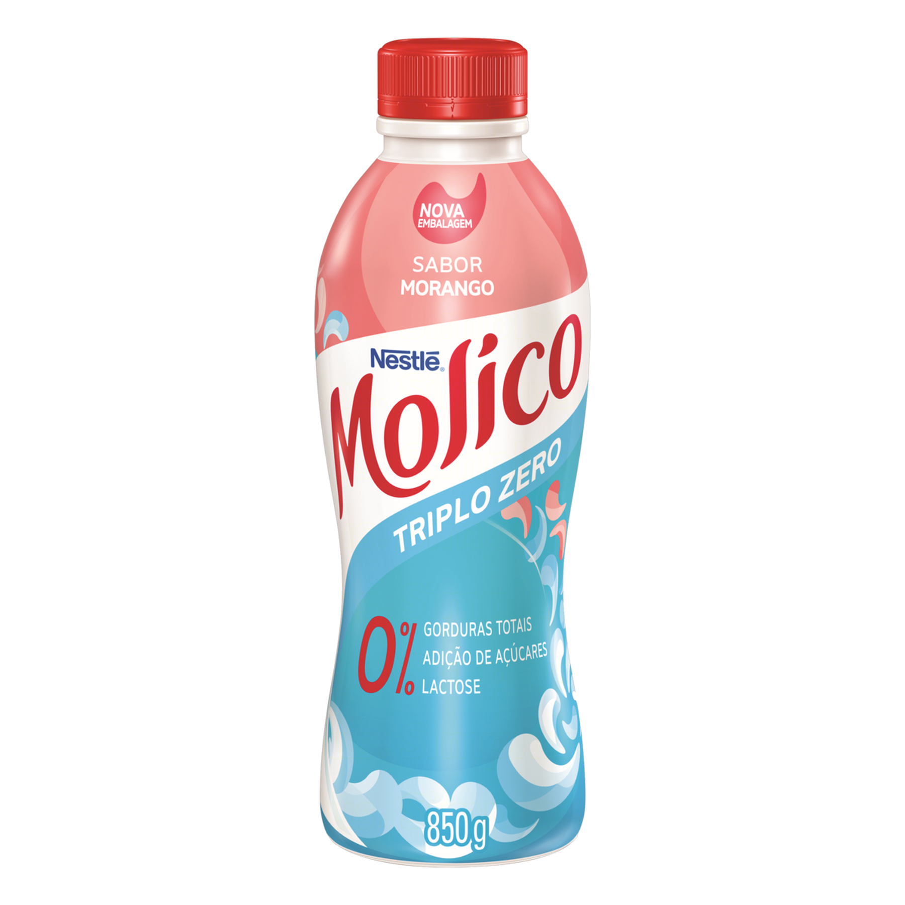 Iogurte Desnatado Morango Zero Lactose Nestl&eacute; Molico Garrafa 850g