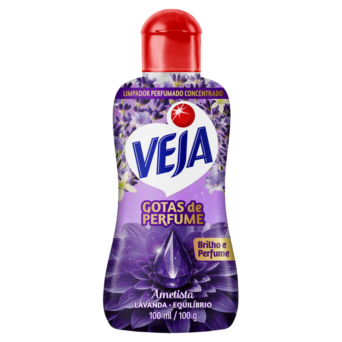 Limpador Perfumado Concentrado Lavanda Ametista Gotas de Perfume Veja Frasco 100ml