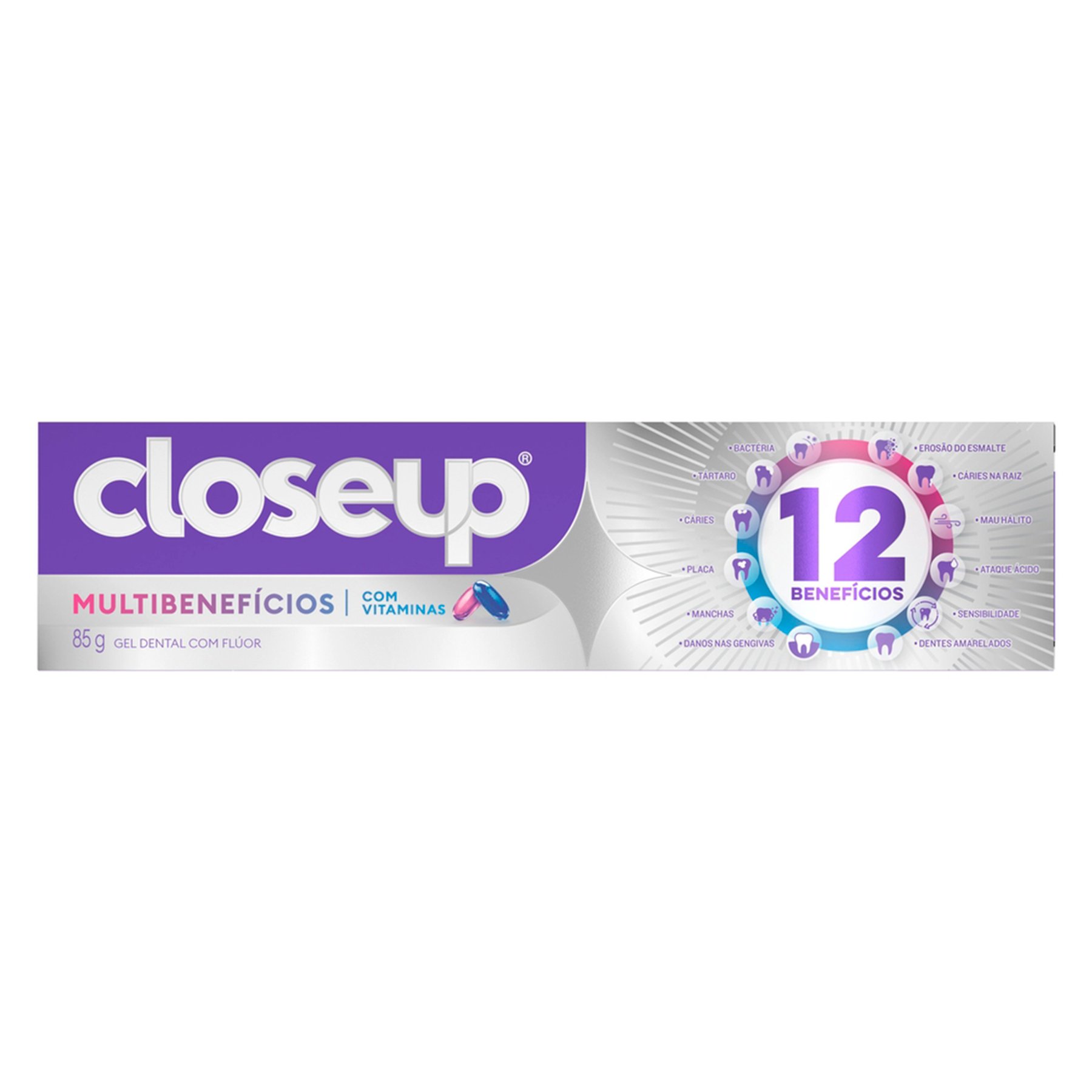 Creme Dental Prote&ccedil;&atilde;o Fresh Closeup Multivitaminas + 12 Benef&iacute;cios Caixa 85g&nbsp;